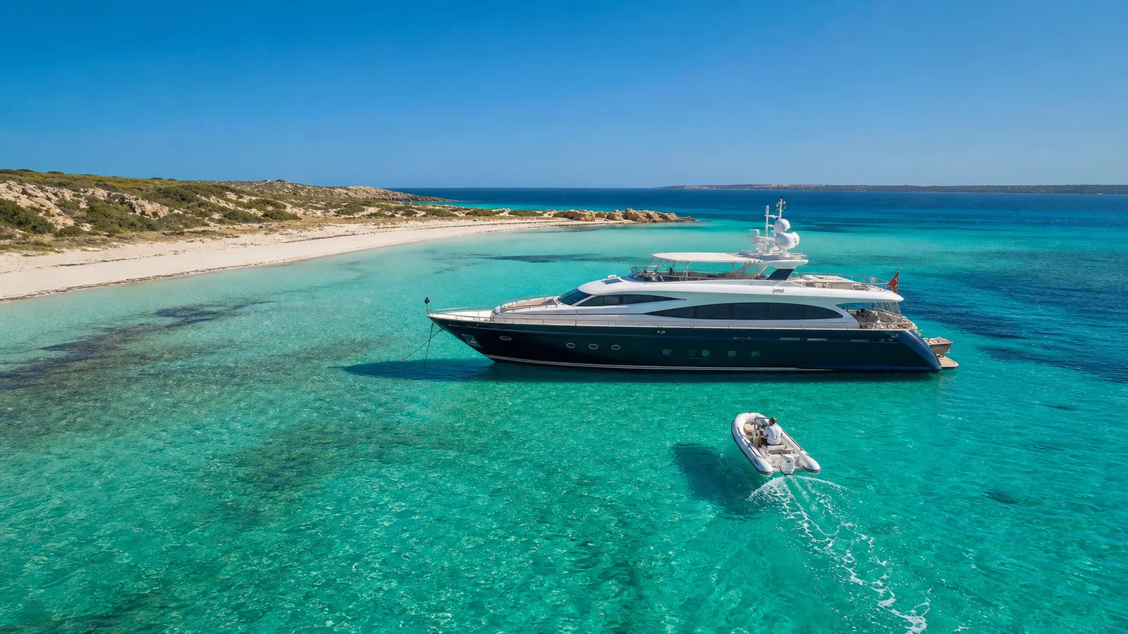 Captain reviewing Mallorca to Formentera route timing on a yacht bridge